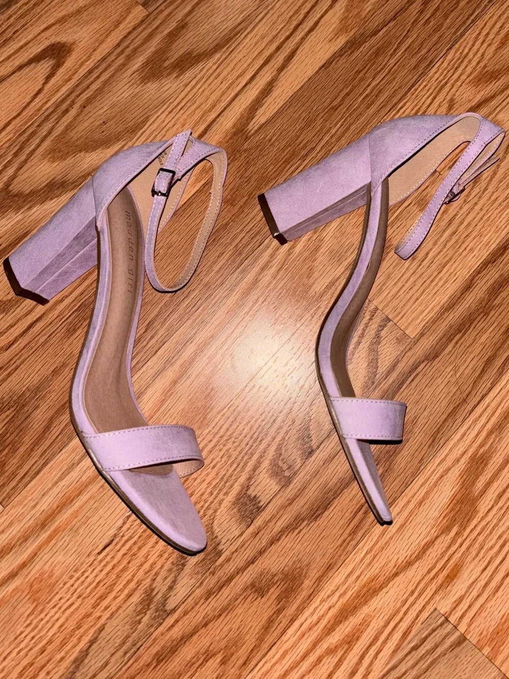 Madden Girl Pastel Lilac Open-Toe Ankle-Strap Heels